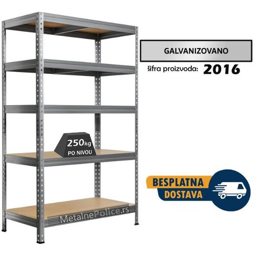 Police metal-medijapan 180x90x60cm 5x250kg rivet galva Cene