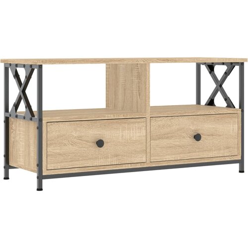 VidaXL TV omarica sonoma hrast 90x33x45 cm inženirski les in železo, (20733537) Slike