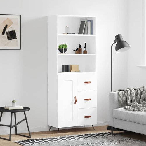 vidaXL Visoka omara bela 69,5x34x180 cm inženirski les Cene