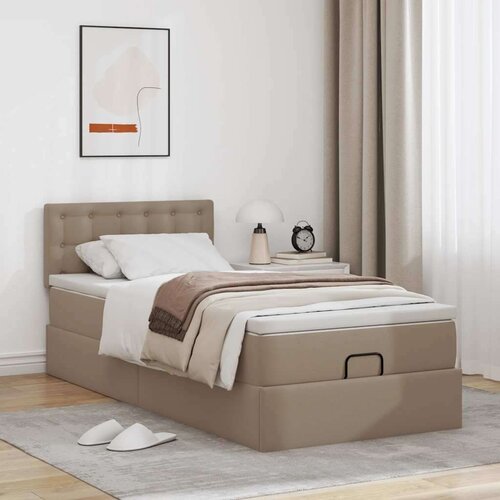 VidaXL okvir kreveta s madracem cappuccina 80x200 cm umjetna koža Slike