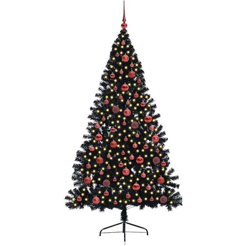 VidaXL Umjetno predsvijetljeno božićno drvce Crna 180 cm PVC Slike