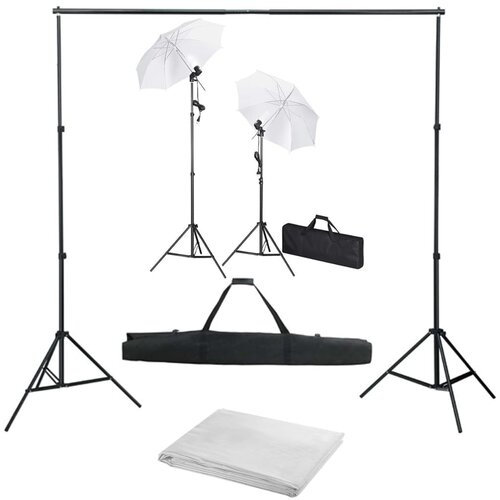 vidaXL Komplet za fotografski studio z ozadjem, svetilkami in dežniki Cene
