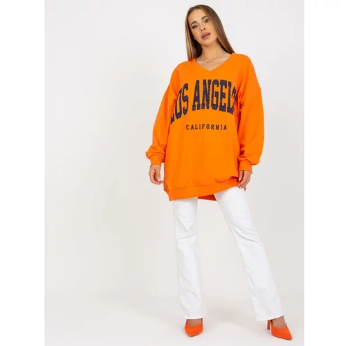Fashion Hunters Orange and navy oversized sweatshirt with a printed design