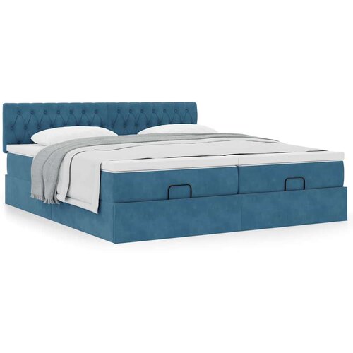  Otomanski posteljni okvir z vzmetnicami moder 160x200 cm žamet, (21653341) Cene