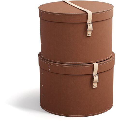 Bigso Smeđe kartonske kutije za pohranu u setu 2 kom s poklopcem/dekorativne ø 37,5x25 cm Rut Restore Paper Laminate – Cijene