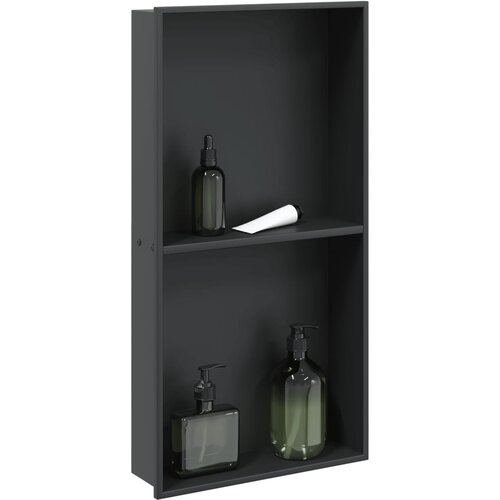 vidaXL Niša za tuš kabino mat črna 32x62x9 cm nerjaveče jeklo Cene