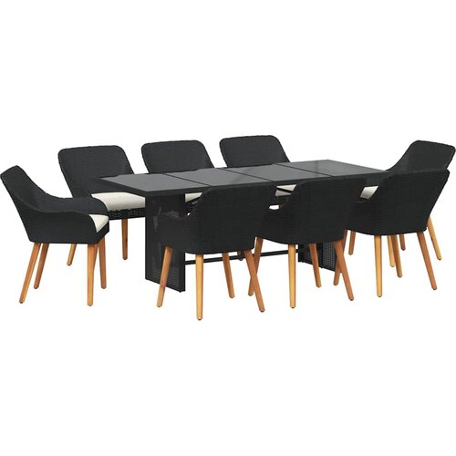 vidaXL Vrtni set za objed s jastukom 9 pcs Crna poliratan Cene