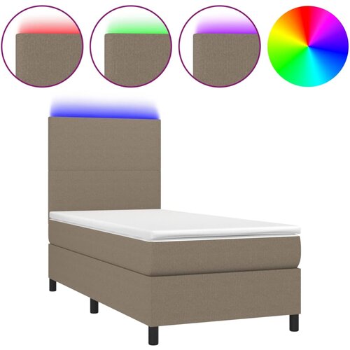 vidaXL Box spring postelja z vzmetnico LED taupe 80x200 cm blago, (20900429) Cene