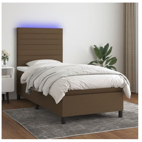  Krevet box spring s madracem LED tamnosmeđi 100x200 cm tkanina Cene