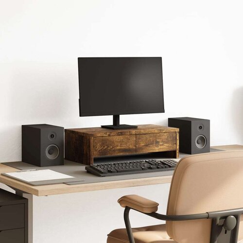 VidaXL Stalak za monitor s ladicama boja hrasta 50 x 27 x 15 cm drveni Slike