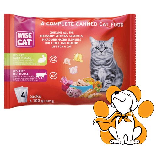 Carpathian Pet Food Wise Cat Adult Juicy Rabbit & Beef In Sauce 4x100g, Za Osetljivu Probavu Cene