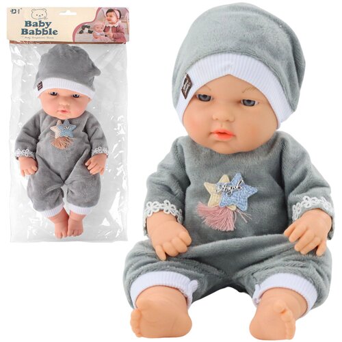 Baby Doll in Gray Pajamas, Hat, Movable Arms and Legs, 30cm Cene
