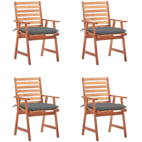  Zunanji jedilni stoli 4 kosi z blazinami trden akacijev les Slike