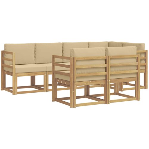 vidaXL Zunanja garnitura za sedenje 7 pcs Bela in bež Poliester, (5000282508) Cene