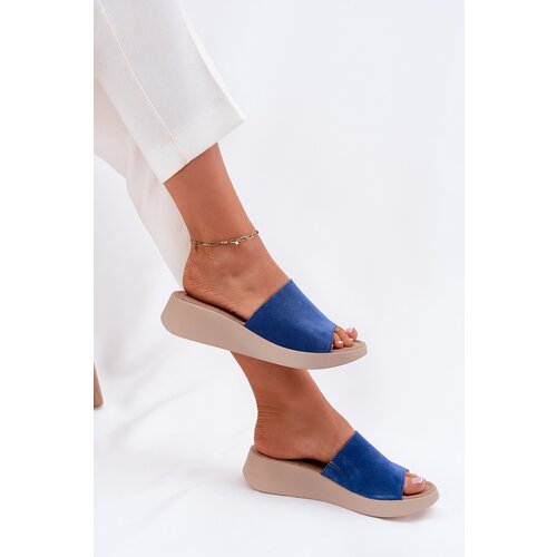 Panto Fino Women&amp;#039;s Suede Wedge Sandals Blue Slike