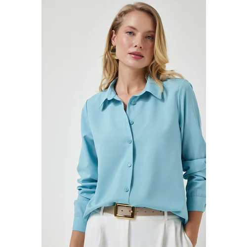  Women's Turquoise Soft Textured Basic Shirt