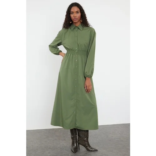 Trendyol Khaki Elastic Waist Woven Dress