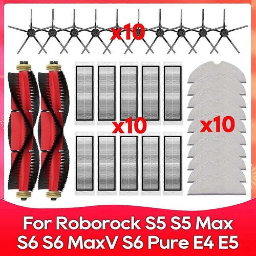 INORCO Zdruljivo za (Roborock S5, S5 Max, S6 MaxV, S6 Pure, E4, E5, S51, S52, S55) Roller Stranska krtaa Filter Mop Dodatki Del, (22017578) Slike