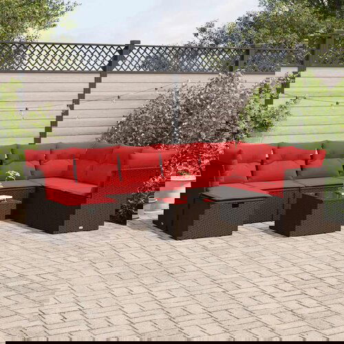 VidaXL 9-dijelni set vrtnih sofa s jastucima poliratan smeđi Slike