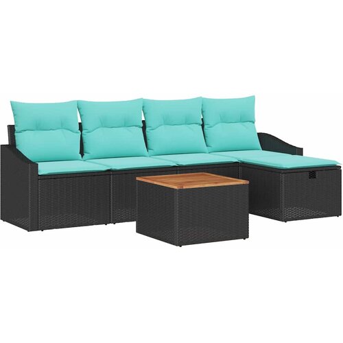  Sjedeća garnitura za vrt 6 kom. Crna poliratan 233 x 117 x 85 cm Slike