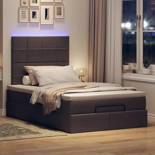 VidaXL Otomanski posteljni okvir z vzmetnico rjav 120x200 cm blago Slike