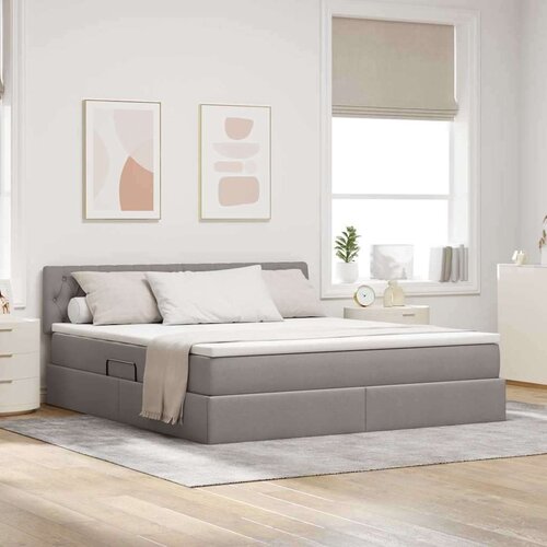  Krevet S LED lampica s pohranom Sivo-smeđa 160 x 200 cm tkanina Cene