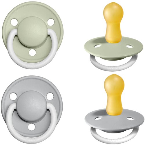 Bibs tolažilna duda - silikon De lux nočna z okroglim cucljem 0-36 m 2/1 sage/cloud Cene