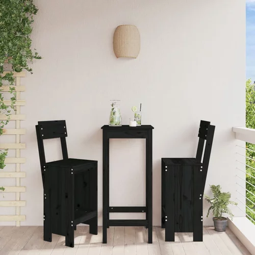 vidaXL Barski stolček 2 kosa črn 40x48,5x115,5 cm trdna borovina