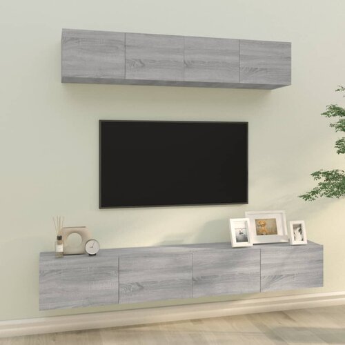The Living Store Komplet TV omaric 4-delni siva sonoma inženirski les - Komplet TV Omaric, (21374558) Cene