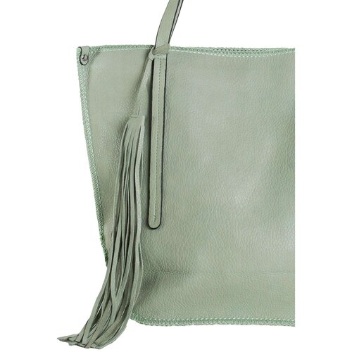 Fashion Hunters Light green ecological leather shopper bag Slike