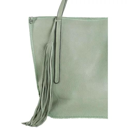 Fashion Hunters Light green ecological leather shopper bag