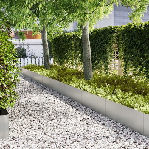 VidaXL Pocinčani čelik 100 x 0.5 x 30 cm Izdržljivo Ograda za vrt Slike
