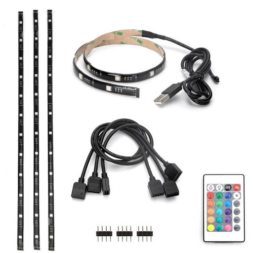 Aigostar set od 4 prigu&amp;scaron;ive led rgb trake 0,5m LED/2,5W/5V IP65 + daljinski upravljač Slike