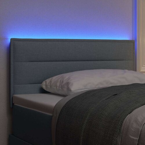  LED glava kreveta s LED trakama Svijetlo siva 90 cm tkanina Slike