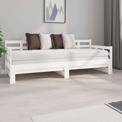  Izvlečna dnevna postelja bela trdna borovina 2x(80x200) cm, (20787929) Slike