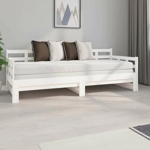  Izvlečna dnevna postelja bela trdna borovina 2x(80x200) cm, (20787929)