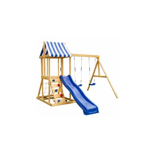 Kinder Home Dečiji drveni set za igru na otvorenom 4 u 1 &ndash; tobogan 1,8 m, 2 ljulja&scaron;ke, penjalica i mreža od konopaca, 308&times;318&times;244 cm SG3A Cene