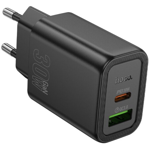 hoco. polnilec adapter N63 GaN PD 30W USB-A, Type C za Samsung - črn Cene