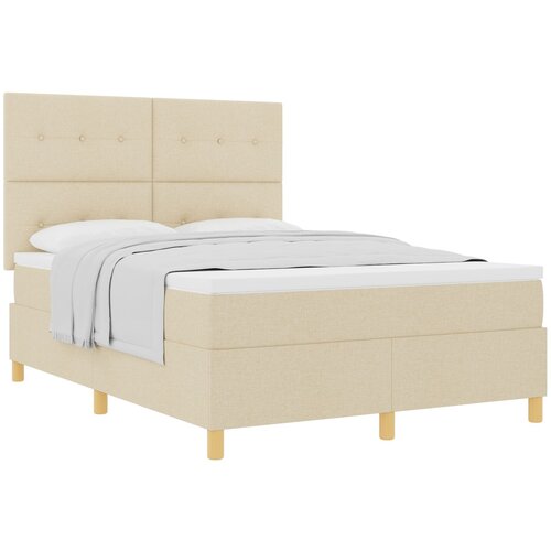 VidaXL Box Spring postelja z vzmetnico krem 140x190 cm tkanina, (22052001) Slike