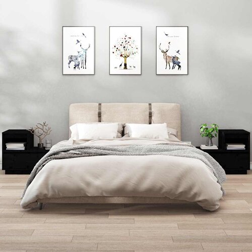  Noćni ormarići 2 kom Crno 60x34x51 cm od masivne borovine Cijene