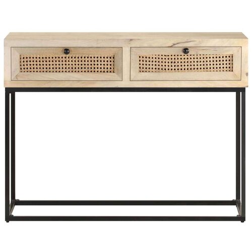 VidaXL Konzolni stol 100x35x76 cm masivno drvo manga i prirodna trska Slike
