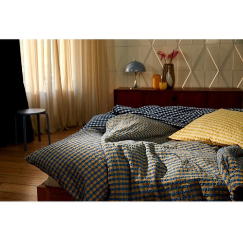 JUNA Temno modra enojna podalj&amp;scaron;ana posteljnina iz krepa 150x210 cm B&amp;aelig;k&amp;amp;B&amp;oslash;lge &amp;ndash; Slike