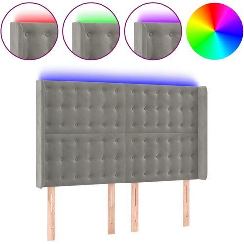 Maison Chic led posteljno vzglavje - vzglavna omarica - nočna omarica svetlo sivo 147x16x118/128 cm žamet, (21712587) Cene