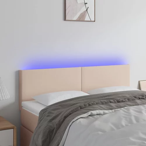 vidaXL LED posteljno vzglavje kapučino 144x5x78/88 cm umetno usnje