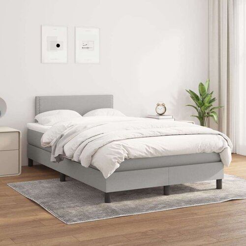  Box spring postelja z vzmetnico svetlo siva 120x200 cm blago, (20723329) Slike