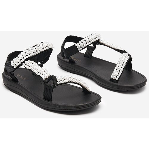 Resti Black women's sports sandals with Dotiss pearls- Footwear Cene