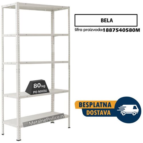  Polica metal-metal 188x75x40 5x80kg BELA Cene