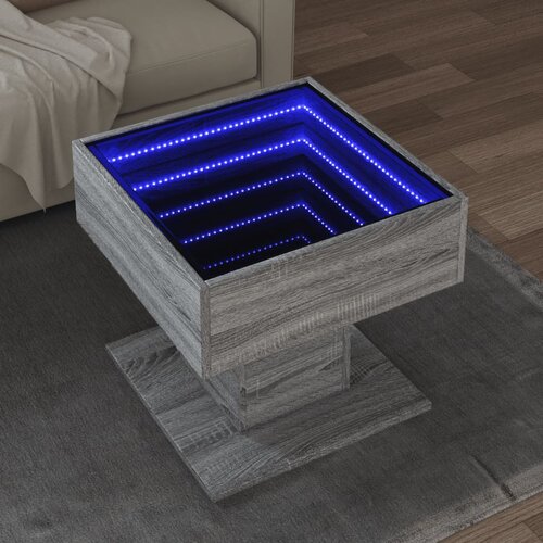  Stolić za kavu LED boja hrasta 50x50x45 cm konstruirano drvo Slike