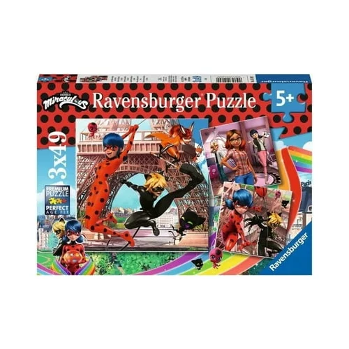Ravensburger Puzzle - Miraculous - Naša junaka Ladybug in Cat Noir - 3x49 delov