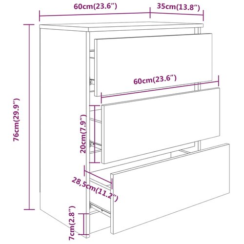  Komoda boja dimljenog hrasta 60 x 35 x 76 cm konstruirano drvo Slike